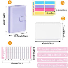 Load image into Gallery viewer, A6 Binder,PU Leather Budget Binder with Cash Envelopes,Budgeting Binder Planner with 8 Pcs Binder Pockets,12 pcs Expense Budget Sheets for Cash, Budget Binder for Saving Money(Purple)