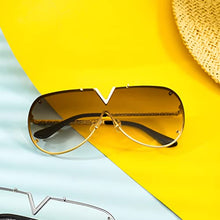 Load image into Gallery viewer, FANTESI Trendy Sunglasses for Men Women,V-Shaped Fashion Oversized Sunglasses UV400 Eyewear for Driving,City Walking,Outdoor Activites (gold)
