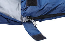 Load image into Gallery viewer, Cross Country Hooded Rectangular Sleeping Bag for Adults & Kids, Warm & Lightweight, 2 Season, for Camping, Hiking, Festivals, 210x75cm 150GSM, Full Length Zipper & Drawstring, Blue & Grey