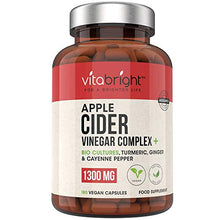 Load image into Gallery viewer, Apple Cider Vinegar Capsules with Pro and Prebiotics, Turmeric, Ginger and Cayenne Pepper – 180 Vegan Capsules - 1300mg per Serving - Raw & Unfiltered – Keto Diet Friendly – Made in The UK
