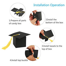 Load image into Gallery viewer, KATOOM Graduation Candy Boxes, 30pcs Doctoral Cap Shaped Gift Box Black Graduation Celebration Treat Candy Chocolate Sweet Box with Yellow Tassel for Graduation Ceremony Party