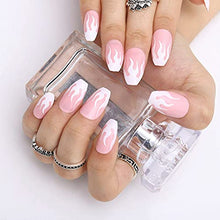 Load image into Gallery viewer, 24PCS Press on False Nails Flame Coffin Square Acrylic Fake Nails Fire Glue On Fingersnails for Women Girls DIY Manicure Salon