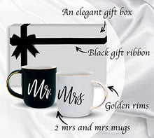 Load image into Gallery viewer, Gifffted Mr and Mrs Mugs, Unique Wedding Gift for The Couple, Gifts for Engagement, His Hers Anniversary, Bride Groom, Women, Presents for Couples on Valentines|Christmas, Black/White Coffee Set