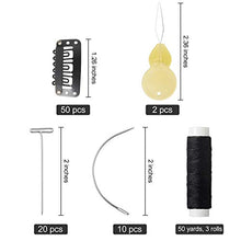 Load image into Gallery viewer, 85 Pieces Hair Extensions Clip Wig Making Set, Includes 50 U-Shape Snap Clips, 10 Curved Needles, 20 T-Pins, 3 Rolls Weaving Thread, 2 Needle Threader for Wig Making Hair Extensions