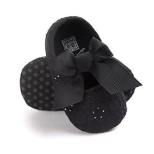 Load image into Gallery viewer, LACOFIA Infant Baby Girls Princess Bowknot Anti-Slip Soft Sole Crib Shoes Black 0-3 Months