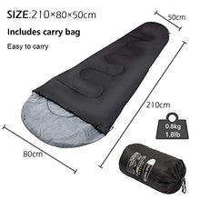 Load image into Gallery viewer, ACTIVE FOREVER Single Mummy Sleeping Bag Envelope Sleeping Bag 3 Season for Adults Warm Lightweight for Camping Hiking Outdoor, Black(2 PACKS)