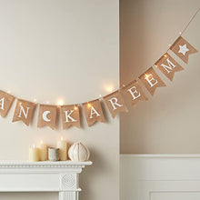 Load image into Gallery viewer, Lights4fun Eid Mubarak Ramadan Battery Operated Bunting Banner with 25 Warm White Fairy String Light LEDs (L) 2.5m