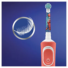 Load image into Gallery viewer, Oral-B Kids Electric Toothbrush, 1 Toothbrush Head, x4 Spiderman Stickers, 2 Modes with Kid-Friendly Sensitive Mode, For Ages 3+, 2 Pin UK Plug, Red