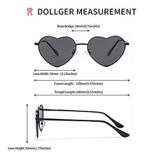 Load image into Gallery viewer, Dollger Heart Polarised Sunglasses Women's Metal Frame Trendy Cute Heart Shape Sunglasses UV400 Protection, Black frame/black lens