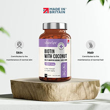 Load image into Gallery viewer, Biotin Hair Growth Supplement 12,000mcg - 365 High Strength Biotin Tablets for Hair - 1 Year Supply - Vegan Friendly Biotin Coconut Oil Supplement - for Normal Skin & Hair Growth in Men & Women