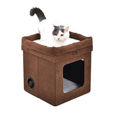 Load image into Gallery viewer, Amazon Basics Collapsible Cat House, Brown