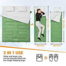 Load image into Gallery viewer, KingCamp Double Sleeping Bag with 2 Pillows Queen Size & Extra-Large Rectangular Sleeping Bags for Adults 4 Seasons Waterproof Envelope Sleeping Bag for Camping Hiking Indoor Outdoor