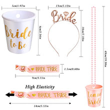 Load image into Gallery viewer, 25 PCS Bride Headband Tiara Hen Party Shot Glasses Necklace Bride Tribe Wristbands Bride to Be Team Bride Accessories for Wedding Bridal Shower Bachelorette Party Hen Party