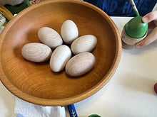 Load image into Gallery viewer, EFO Wooden Eggs for Crafts and Easter Decorations - Great for Easter Basket or Home Decor - Unpainted Wooden Eggs Set Perfect for Easter Egg Hunt, Arts and Crafts - Easter Gifts Idea - Pack of 10