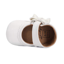 Load image into Gallery viewer, LACOFIA Baby Girls Ballerina Infant Christening Shoes Anti-Slip Bowknot Princess Prewalker, 3-6 Months, A White