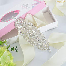Load image into Gallery viewer, Wedding Applique Belt Crystal Rhinestone Applique for Bridal Wedding Dress Diamante Bridal Belt Womens Rhinestone Belt Girls Sash Belt Bridal Sash With Ribbon (Silver-002)