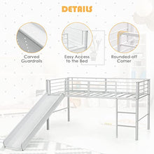 Load image into Gallery viewer, COSTWAY Kids Mid Sleeper Bed, Children Loft Beds with Slide, Stairs and Safety Guardrails, Metal Single Bunk Bed Frame for Boys Girls, 150kg Capacity (White)