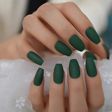 Load image into Gallery viewer, CoolNail fashion Ballerina Coffin Fake Green Nails Matte Green Flat Pree on False Nail Tips Daily Wear Faux Ongle Free Sticker