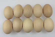 Load image into Gallery viewer, EFO Wooden Eggs for Crafts and Easter Decorations - Great for Easter Basket or Home Decor - Unpainted Wooden Eggs Set Perfect for Easter Egg Hunt, Arts and Crafts - Easter Gifts Idea - Pack of 10