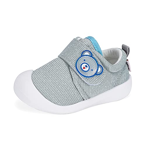 MASOCIO Baby Shoes Boy Girl First Walking Shoes Toddler Infant Anti-Slip  Baby Trainer Prewalker Glittery, Gray, UK Child (Manufacturer Size: CN 14)
