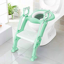 Load image into Gallery viewer, KEPLIN Toddler Toilet Training Seat Ladder with Sturdy Non-Slip Wide Step and Soft Cushion (Green)