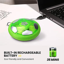 Load image into Gallery viewer, DEERC Kids Game Toys Hover Football Set Rechargeable Air Soccer with 2 Goals, Ball Toy with LED Light for Indoor Games, Gift for Boys Girls Toddlers, an Extra Inflatable Ball (No AA Battery Needed)