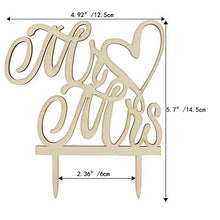 Load image into Gallery viewer, AILANDA Wedding Cake Topper Personalised Mr and Mrs Cake Toppers Retro Wooden Cake Topper with Heart Shape for Wedding Engagement Valentine Anniversaries Cake Decoration 5x5.7 Inches