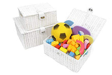 Load image into Gallery viewer, Arpan Set of 3 Resin Woven Storage Basket Box with Lid & Lock (White)