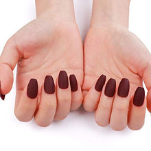 Load image into Gallery viewer, LIARTY False Nails 24 Pcs 12 Sizes Solid Matte Coffin Full Cover Fake Nails Wine Red
