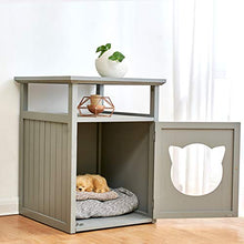 Load image into Gallery viewer, Cherry Tree Furniture BASTET Wooden Cat Cave Bedside Cabinet | Litter Box | Cat House Nightstand (Grey)