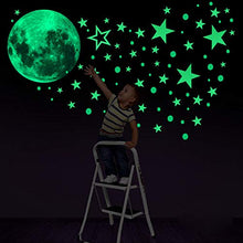 Load image into Gallery viewer, Konsait Glow In The Dark Stickers, 435pcs Luminous Dots Stars and Moon Wall Stickers DIY Wall Decal Murals for Nursery Baby Kids Bedroom Living Room Decoration