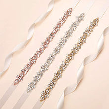 Load image into Gallery viewer, SWEETV Rhinestone Bridal Belt Wedding Dress Belt Crystal Applique for Bridesmaid Gown,Silver