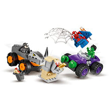 Load image into Gallery viewer, LEGO 10782 Marvel Hulk vs. Rhino Monster Truck Showdown, Toy for Kids Age 4 Plus with Spider-Man Minifigure, Spidey And His Amazing Friends Series