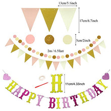 Load image into Gallery viewer, Recosis Birthday Party Decorations, Pink Party Decorations for Girls Women, Happy Birthday Banner, Curtains, Paper Pompoms and Fans, Garland, Confetti Balloons for Birthday Party Decorations