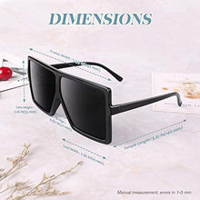 Load image into Gallery viewer, Oversized Sunglasses for Women,Big Square Polarised Ladies Shades,Black Flat Top Trendy Fashion Sun Glasses 2 Pack CG909