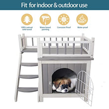 Load image into Gallery viewer, Petsfit Cat House Indoor, Iron Lockable Door Cat Houses for Indoor Cats with Balcony Design,Durable Grey
