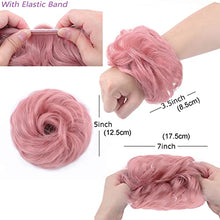 Load image into Gallery viewer, Messy Hair Bun Hair Scrunchies Extension Real Thicken Curly Wavy Messy Synthetic Chignon for Women Updo Hairpiece 48g With Elastic Rubber Band Dark Pink