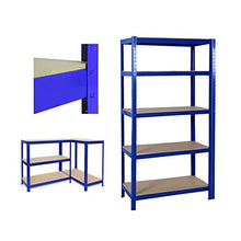 Load image into Gallery viewer, Garage Shelving 180x90x40cm, 5 Tier (175KG Per Shelf), 875KG Capacity Garage Shed Storage Shelving Units Boltless Plug-in Metal Shelves Ajustable Easy Assembling - Blue