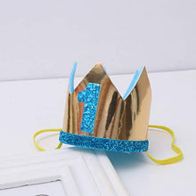 Load image into Gallery viewer, STOBOK Birthday Crown Hat Baby Birthday 1 Year Old Crown Glitter Party Hats Boy Girl Birthday Party Decoration Headdress (Sky Blue)