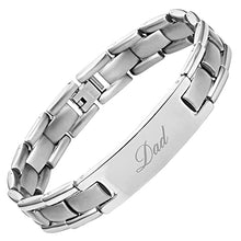 Load image into Gallery viewer, Willis Judd Mens Titanium DAD Bracelet Engraved Best Dad Ever with Gift Box & Link Removal Tool
