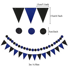 Load image into Gallery viewer, Zerodeco Graduation Decorations, Black and Blue Banner Paper Pompoms Fan Hanging Swirls Graduation Confetti Paper Garland Party Balloons for Grad Party Decoration Supplies