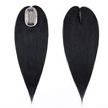 Load image into Gallery viewer, One Piece Clip in Hair Toppers -Silk Base- 100% Real Human Hair Extensions #01 Jet Black 20" Straight Remy Hair Piece Toupee