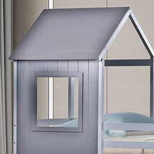 Load image into Gallery viewer, belupai 3FT Treehouse Bunk bed, Home Detail Childrens Cabin Bed Frame, Mid-Sleeper with Treehouse Canopy & Ladder (GREY)