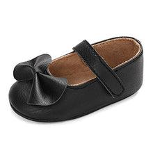 Load image into Gallery viewer, LACOFIA Baby Girls Anti-Slip First Walking Shoes Infant Bowknot Mary Jane Party Shoes Prewalkers Black 3-6 Months