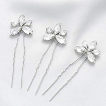 Load image into Gallery viewer, Runmi Wedding Hair Pins Silver Bride Hair Piece Crystal Bridal Headpiece Wedding Hair Accessories for Women and Girls(Pack of 3)