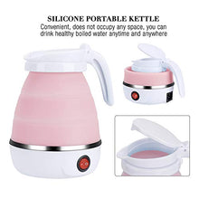 Load image into Gallery viewer, Gobesty Foldable kettle, Portable Foldable Electric Kettle for Travel Food Grade Silicone Electric Water Heater Collapses with Separable Power Cord Ideal for Hiking Camping and indoor(0.6L, pink)