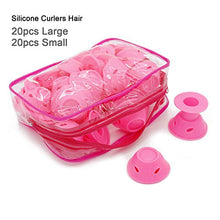 Load image into Gallery viewer, Beayuer 40 Pcs Pink Magic Hair Rollers Curling Hair Styling Tool Include 20pcs Large and 20pcs Small Silicone Curlers Hair Professional Accessories No Heat No Damage to Hair (Pink)