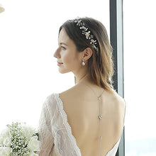 Load image into Gallery viewer, Uongeod Crystal Pearl Bridal Headband Bohemian Headpiece Leaf Hair Vine Flower Wedding Hair Accessories (Gold)
