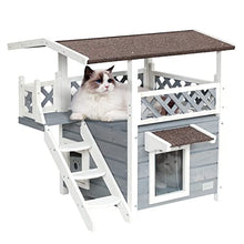 Load image into Gallery viewer, Petsfit Cat Houses for Outside Waterproof Cat Outdoor House with Balcony and Stair, Large Cat Shelter (Grey)