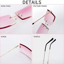 Load image into Gallery viewer, Joeleli 4 Pairs Rimless Rectangle Sunglasses for Women Men Frameless Vintage Square Glasses